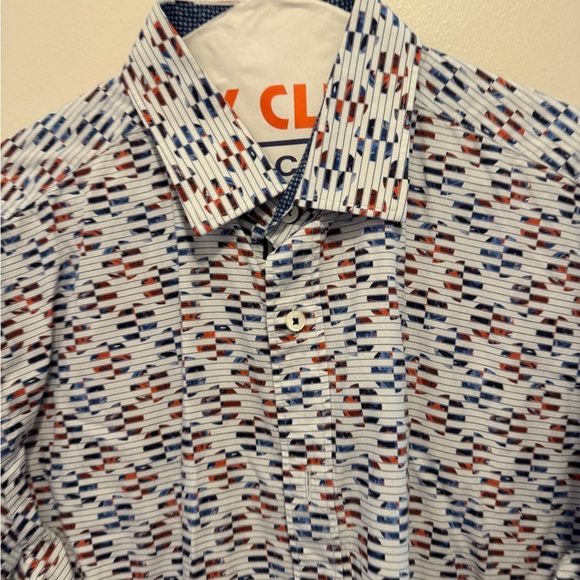 Bugatchi Men Medium Classic Fit Circular Design LS Dress Shirt - Picture 2 of 10